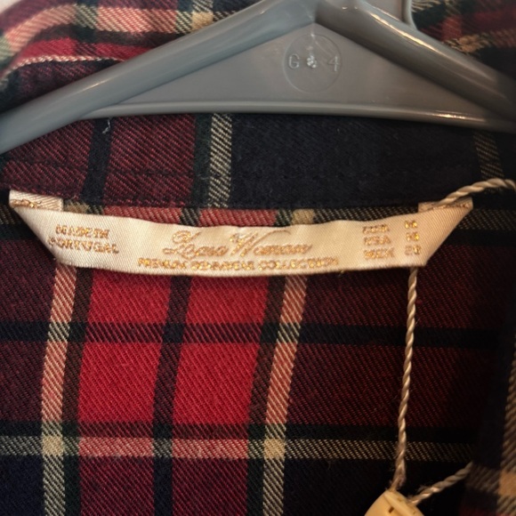 Zara Woman Red Plaid Studded Snap Button Flannel Shirt Medium Western Cowgirl - Picture 7 of 7